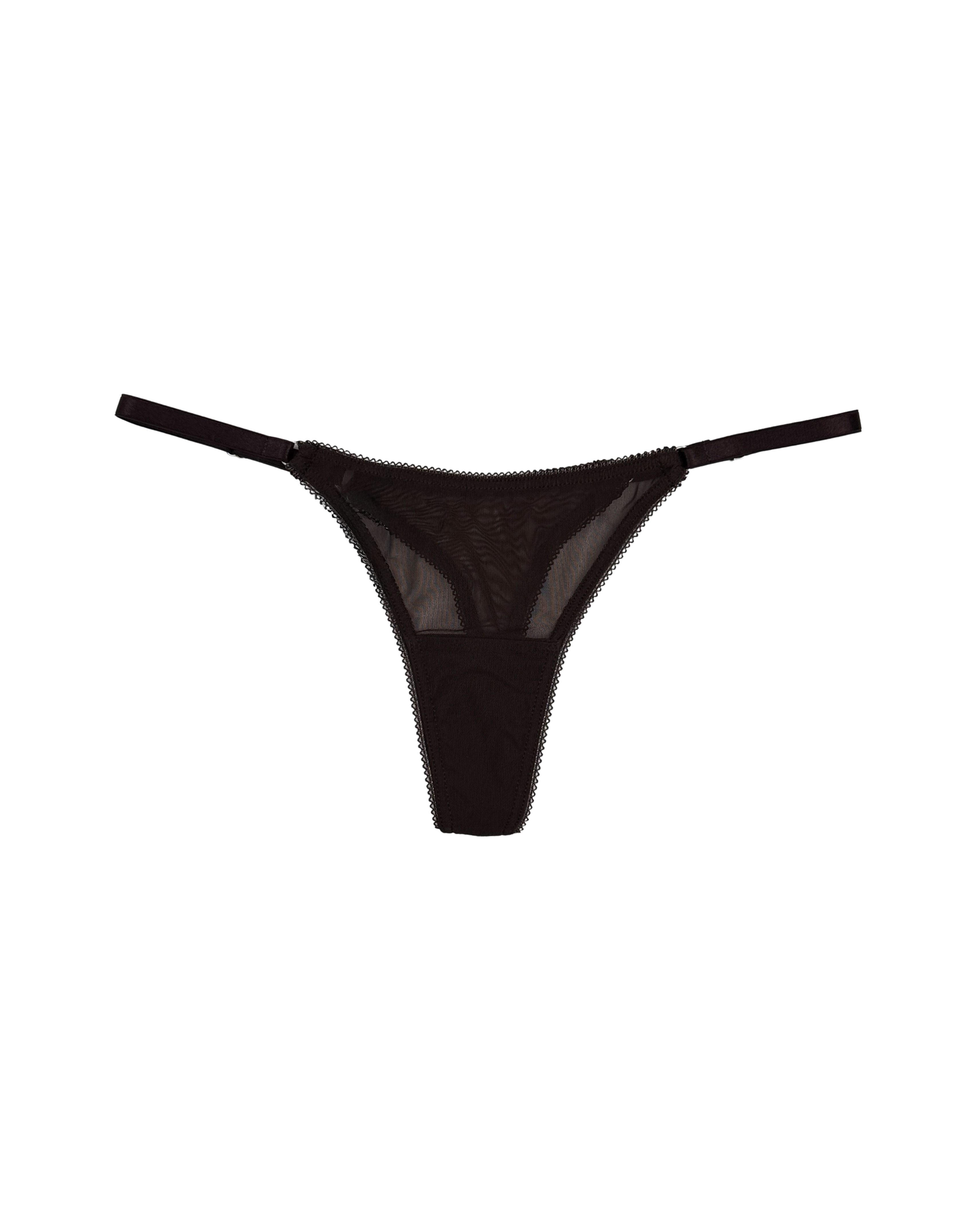 Mesh Thong with Adjustable Straps – Dark Brown