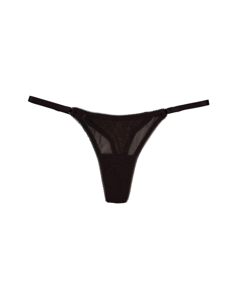 Mesh Thong with Adjustable Straps – Dark Brown