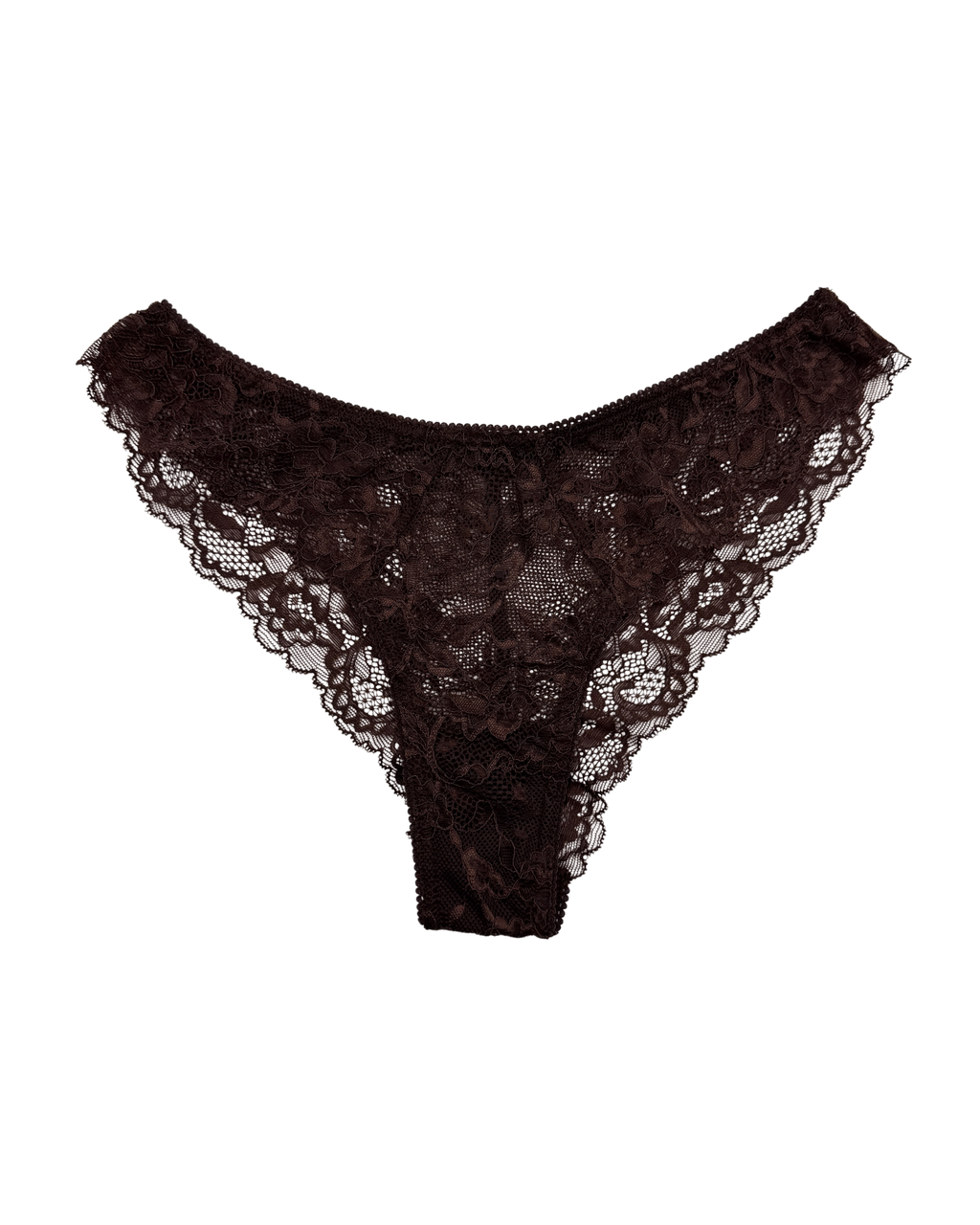 Mid-Rise Lace Brazilian Panties – Dark Brown