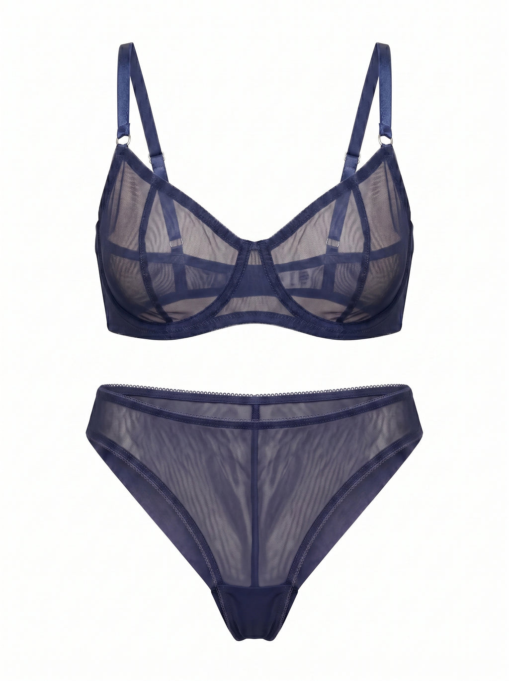 High-Waist Mesh Brazilian Panties Bianca – Navy
