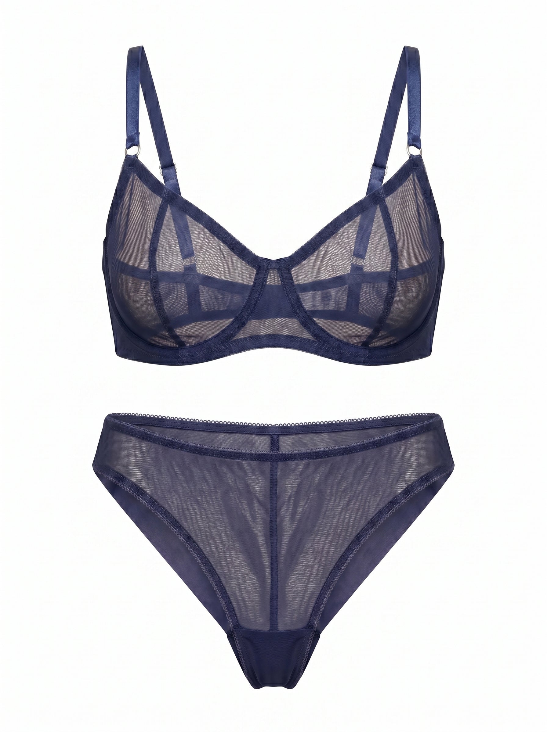 High-Waist Mesh Brazilian Panties Bianca – Navy
