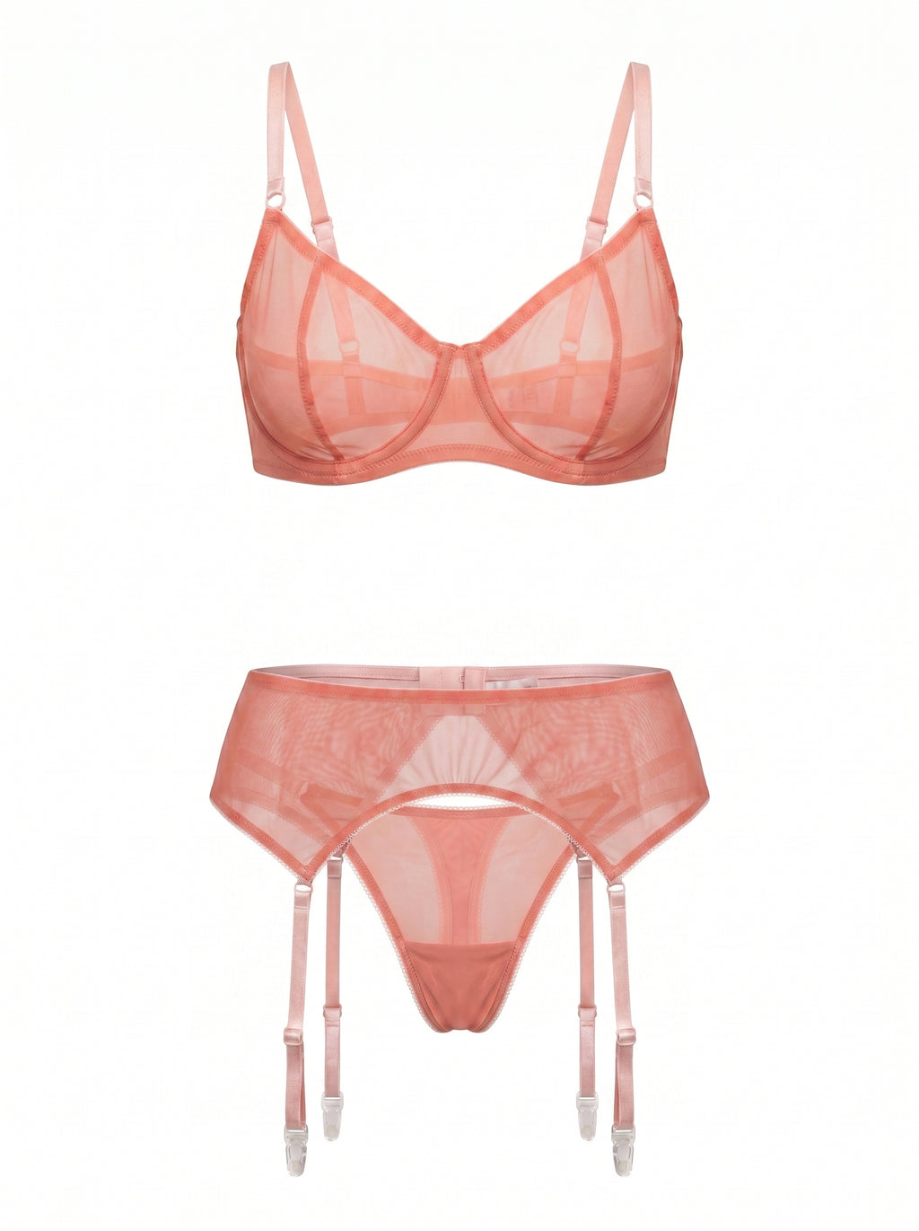 Mesh Garter Belt Serena - Salmon
