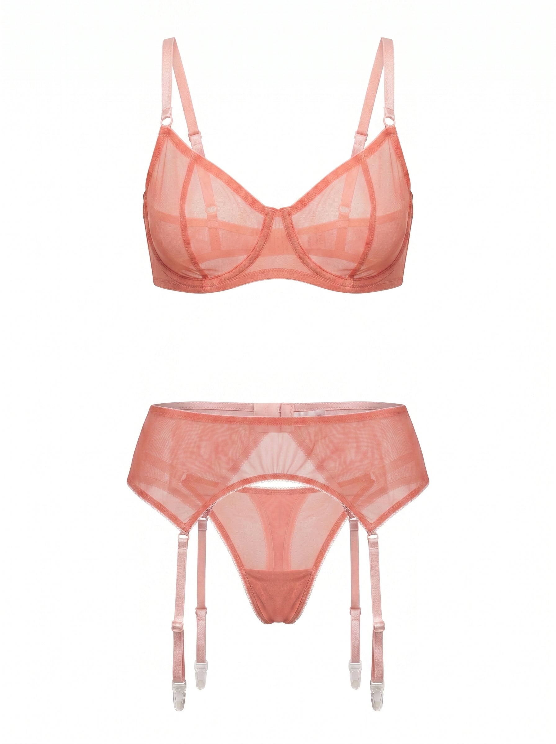 Mesh Garter Belt Serena - Salmon