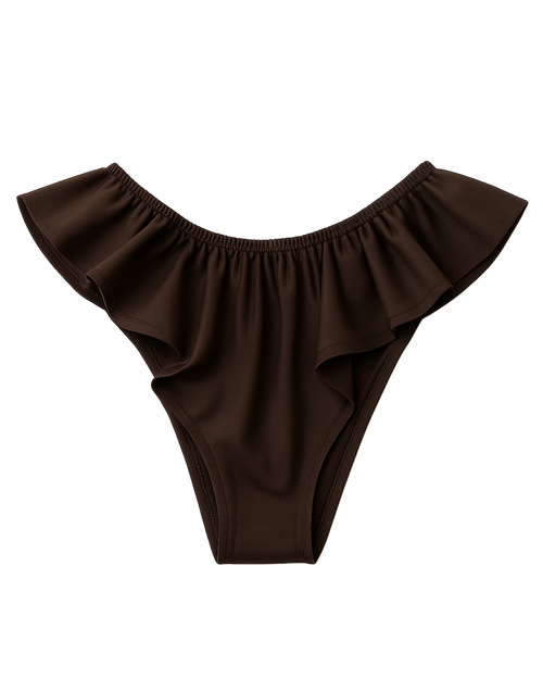 Celeste Silk Briefs with Ruffles – Dark Brown