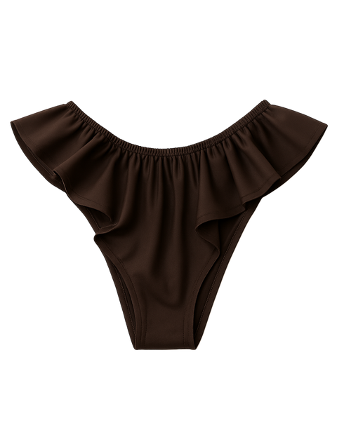 Celeste Silk Briefs with Ruffles – Dark Brown