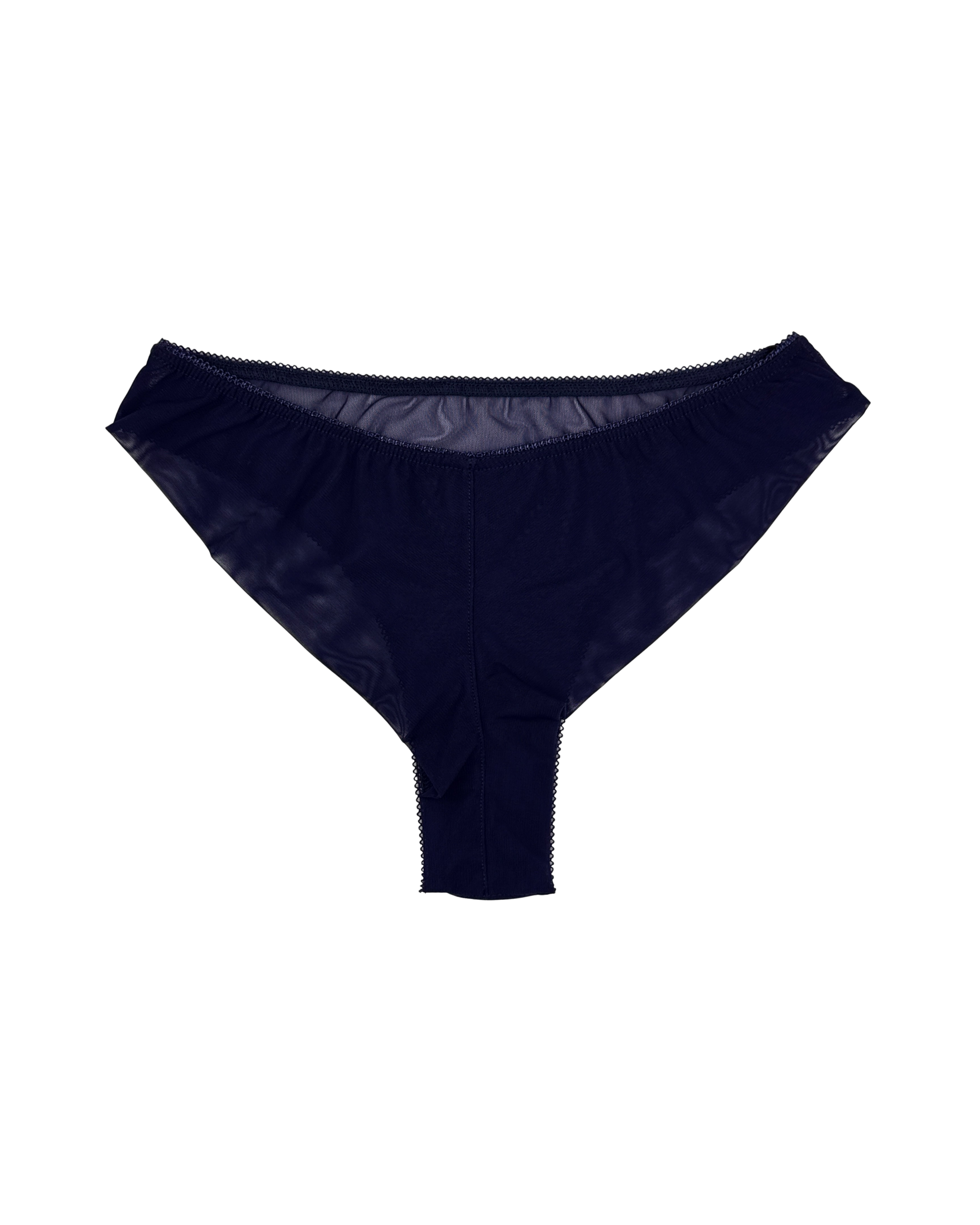 High-Waist Mesh Brazilian Panties – Navy