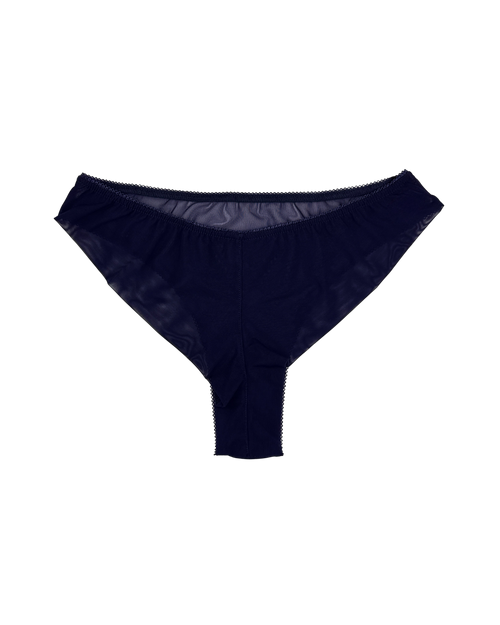High-Waist Mesh Brazilian Panties – Navy