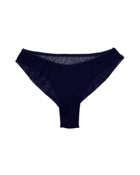 High-Waist Mesh Brazilian Panties – Navy