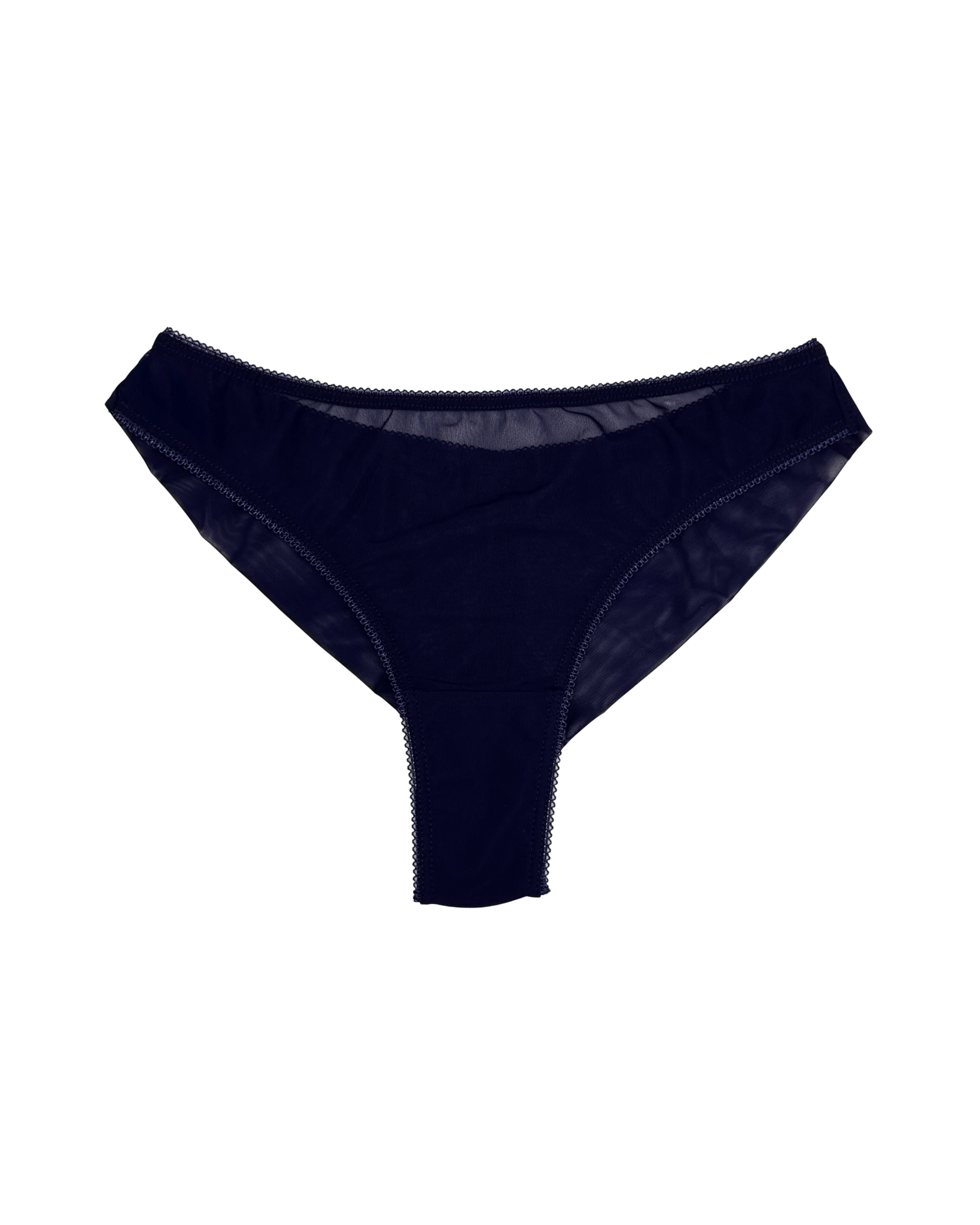 High-Waist Mesh Brazilian Panties – Navy