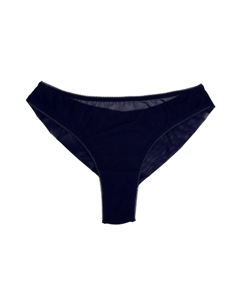 High-Waist Mesh Brazilian Panties – Navy