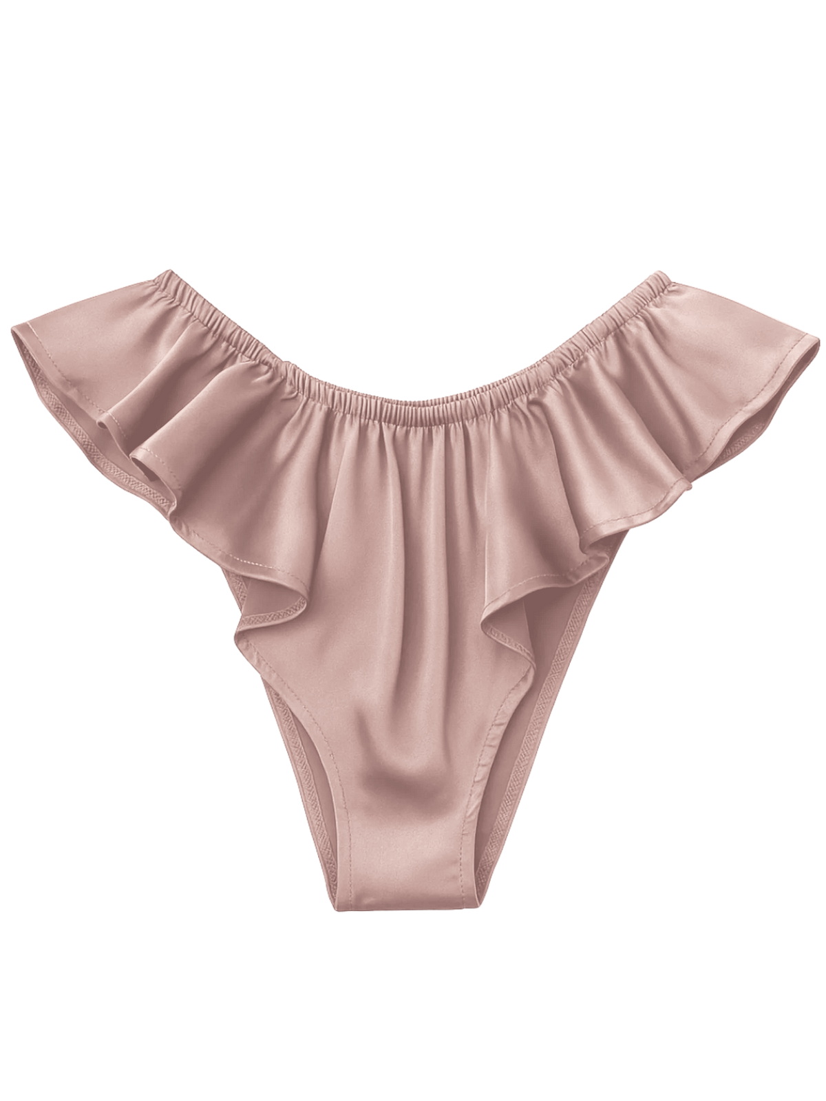 Celeste Satin Cheeky Bikini Panties with Ruffles – Dusty Rose