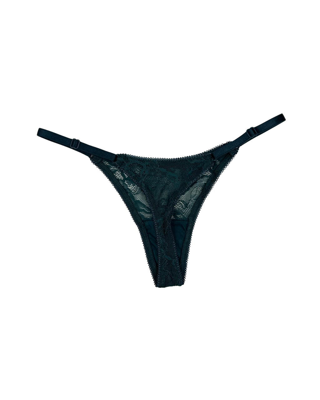 Lace Thong with Adjustable Straps – Emerald