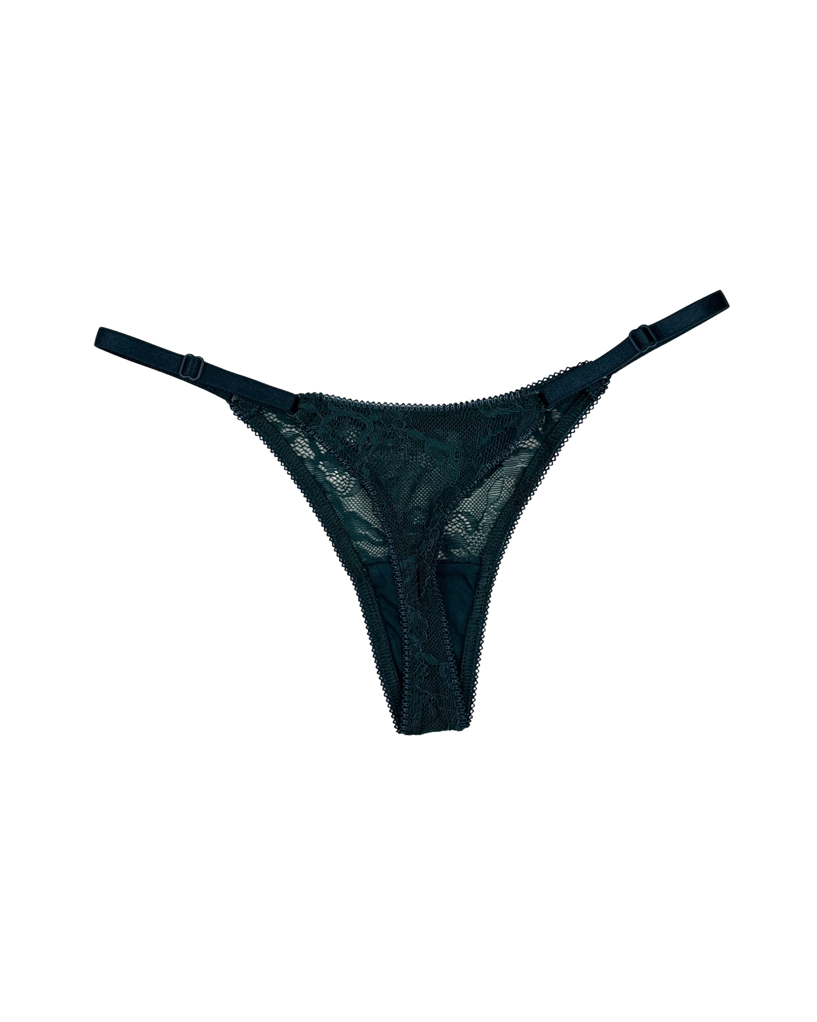 Lace Thong with Adjustable Straps – Emerald