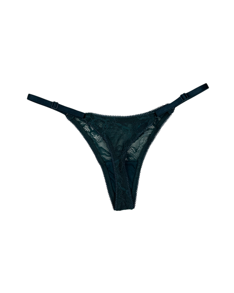 Lace Thong with Adjustable Straps – Emerald