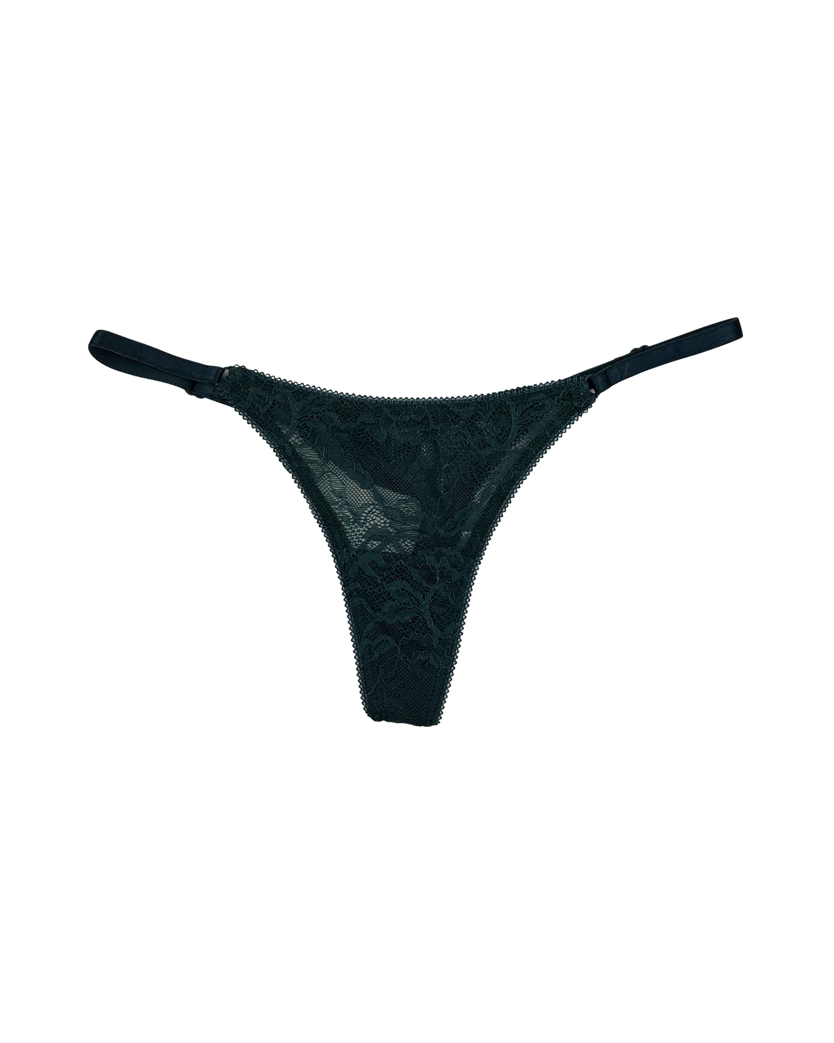 Lace Thong with Adjustable Straps – Emerald