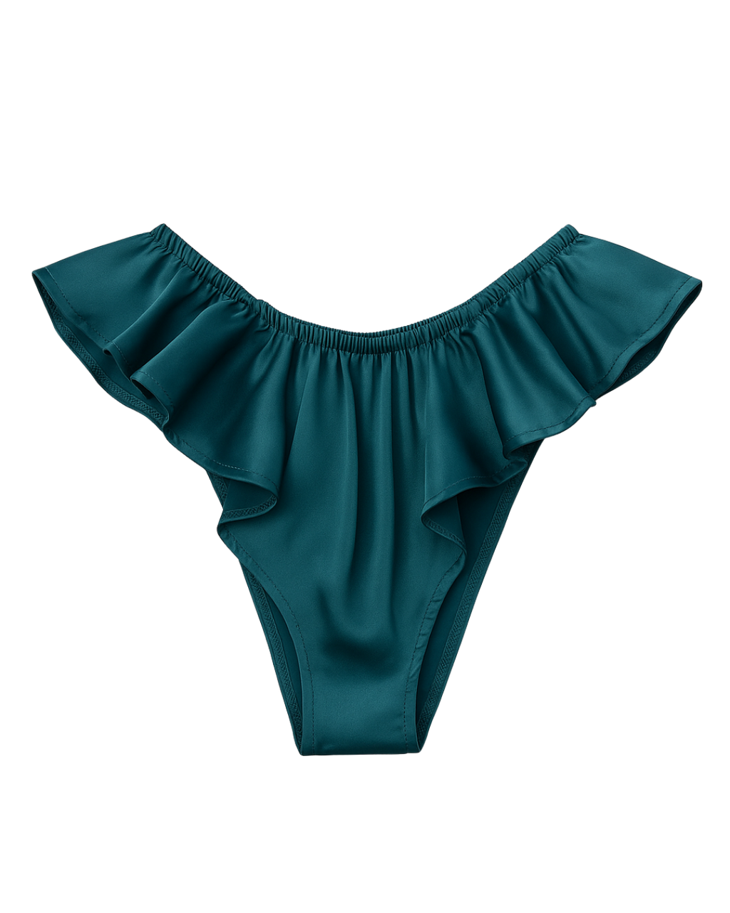 Celeste Satin Cheeky Bikini Panties with Ruffles – Emerald