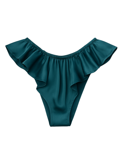 Celeste Silk Briefs with Ruffles – Emerald