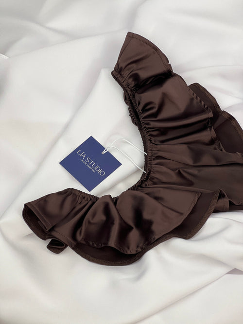 Celeste Silk Briefs with Ruffles – Dark Brown