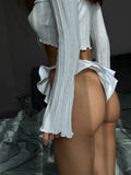 Celeste Silk Briefs with Ruffles – White