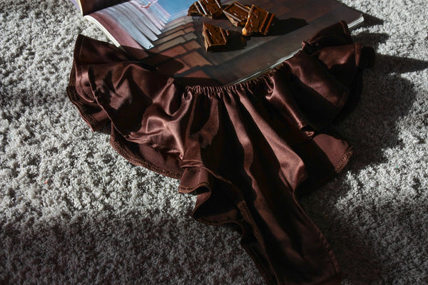 Celeste Silk Briefs with Ruffles – Dark Brown