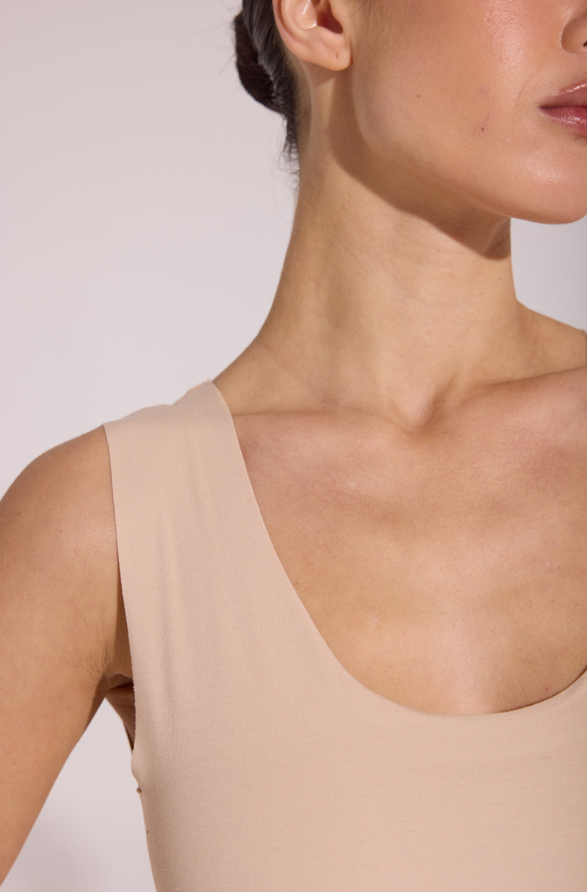 Renata Women's Tank Top Beige Laser cut