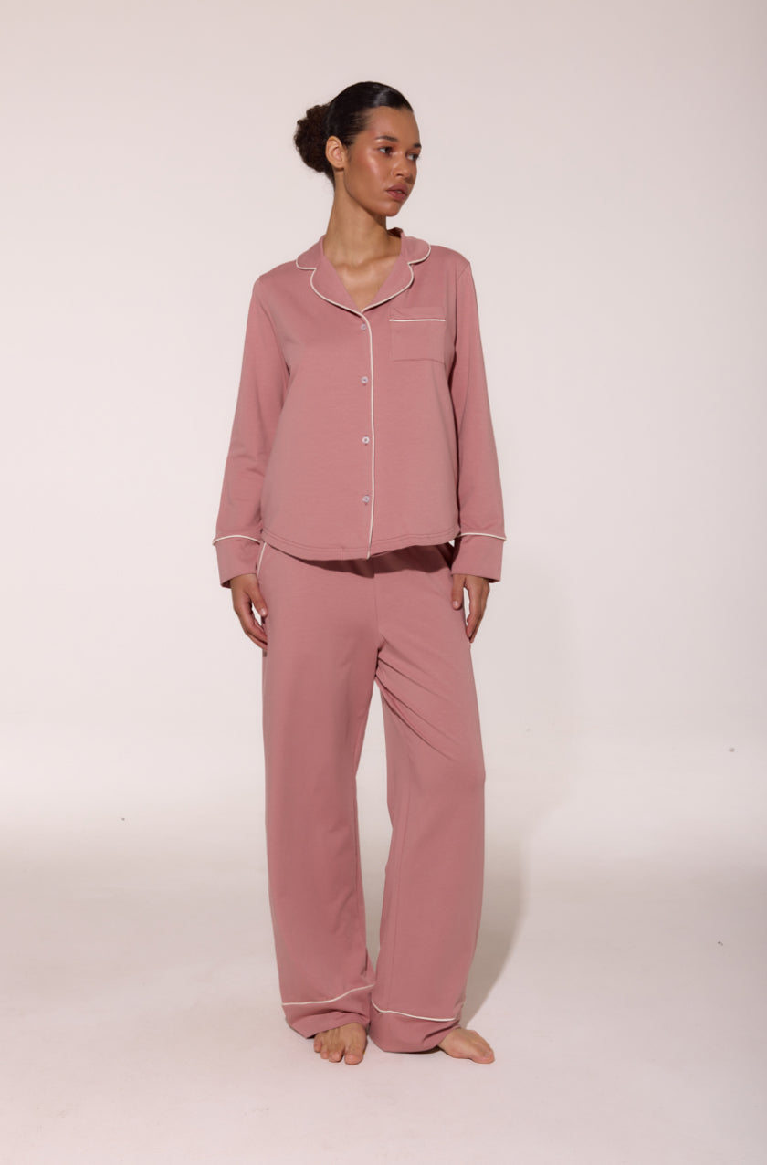 Pajama Suit With Trim Rose