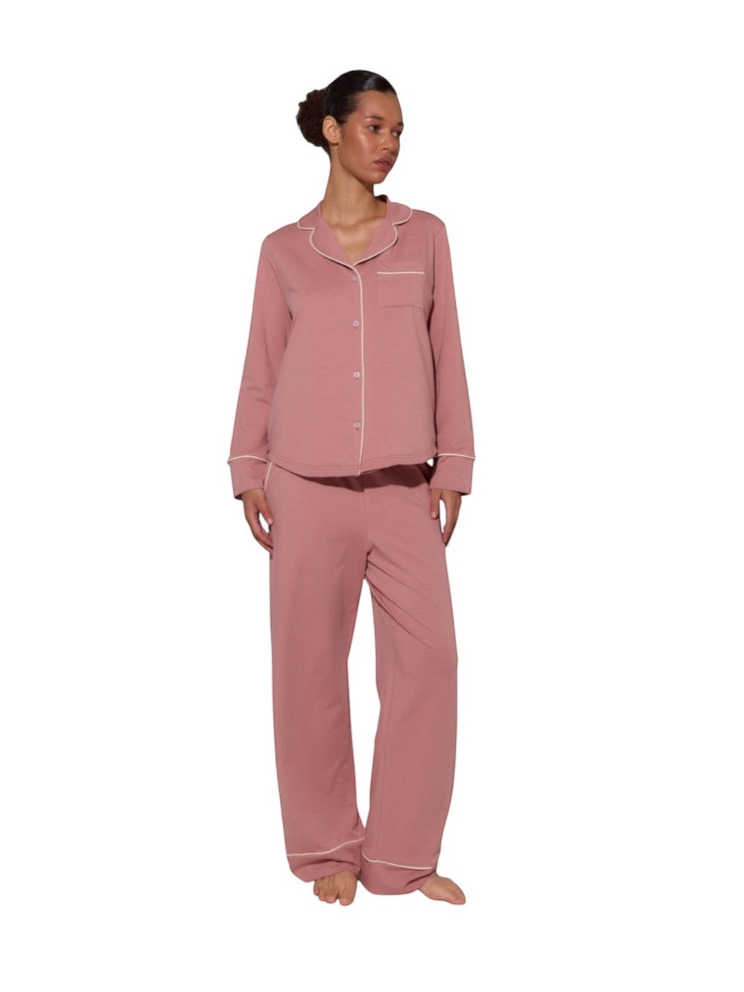 Pajama Suit With Trim Rose