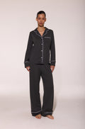 Pajama Suit With Trim Dark Melange