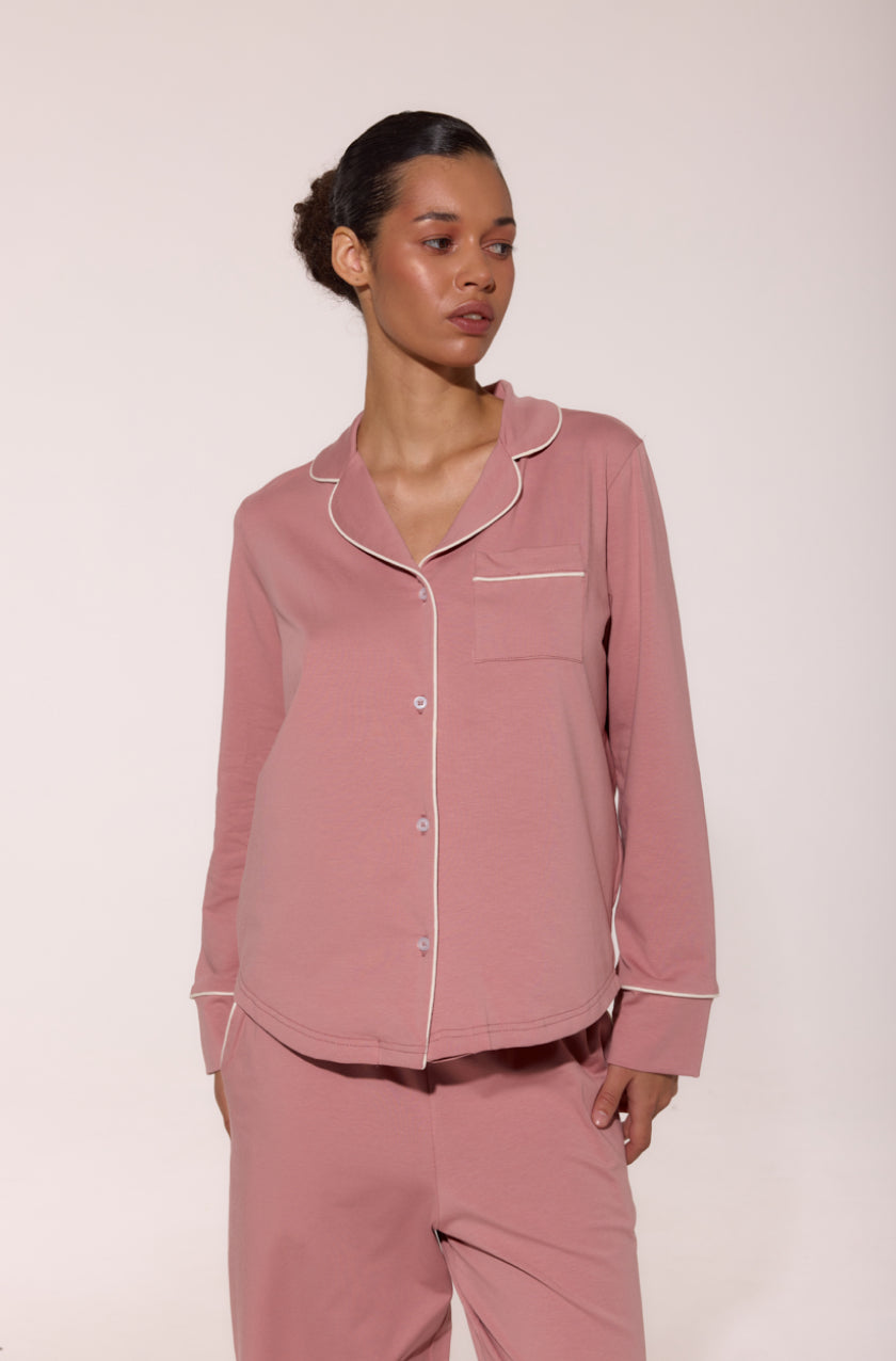 Pajama Suit With Trim Rose