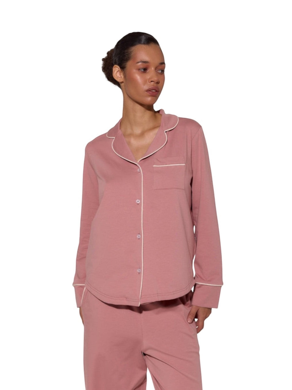 Pajama Suit With Trim Rose
