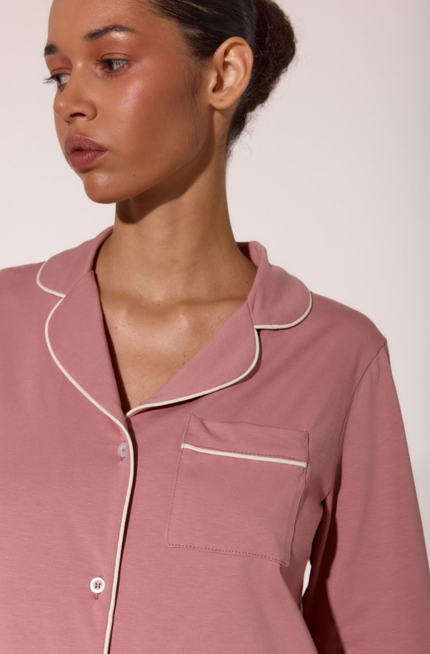 Pajama Suit With Trim Rose