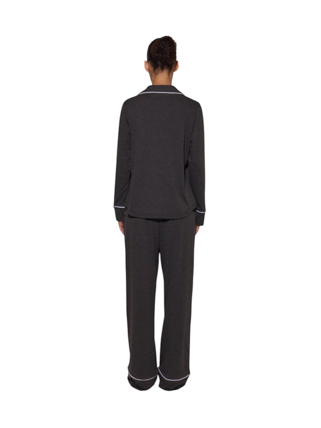 Pajama Suit With Trim Dark Melange