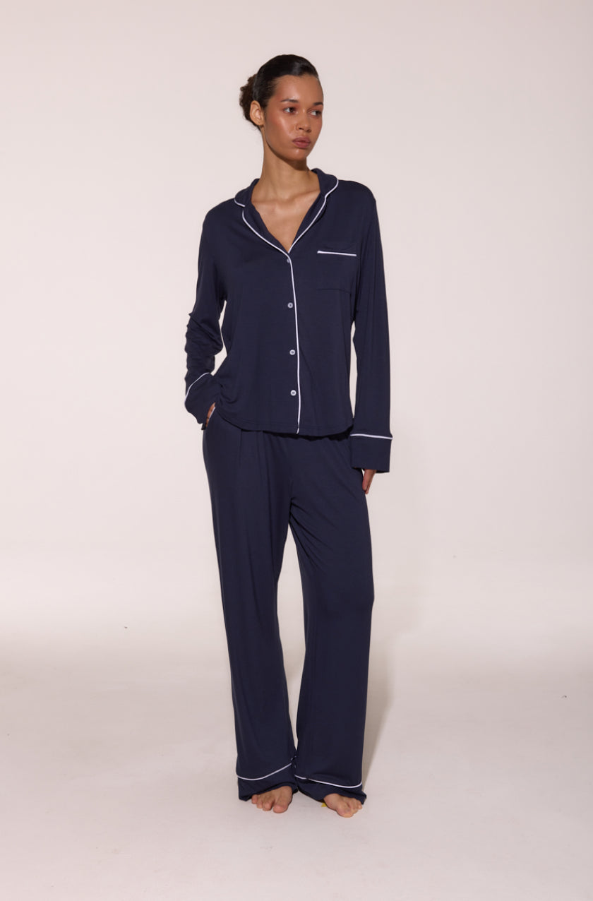 Pajama Shirt with Trousers Dark blue