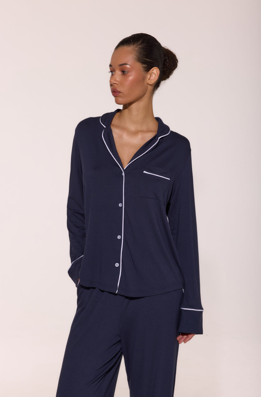 Pajama Shirt with Trousers Dark blue