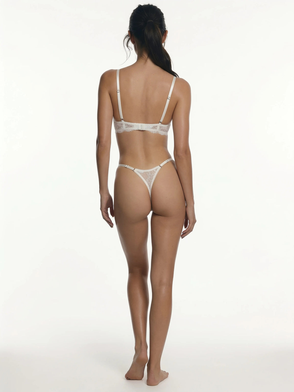 Lace Thong with Adjustable Straps – Milk