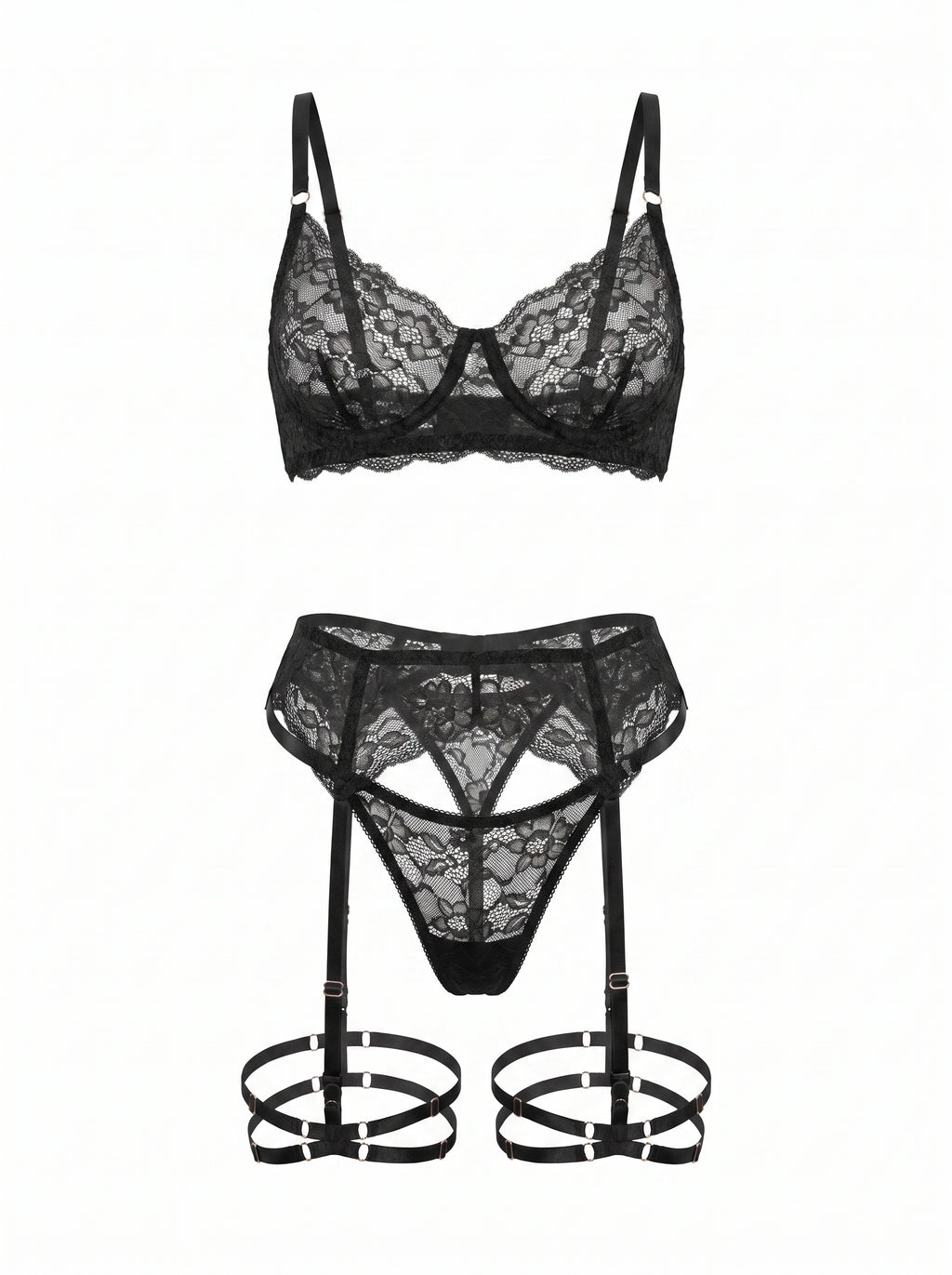 Double Strap Garters LIA STUDIO - Black