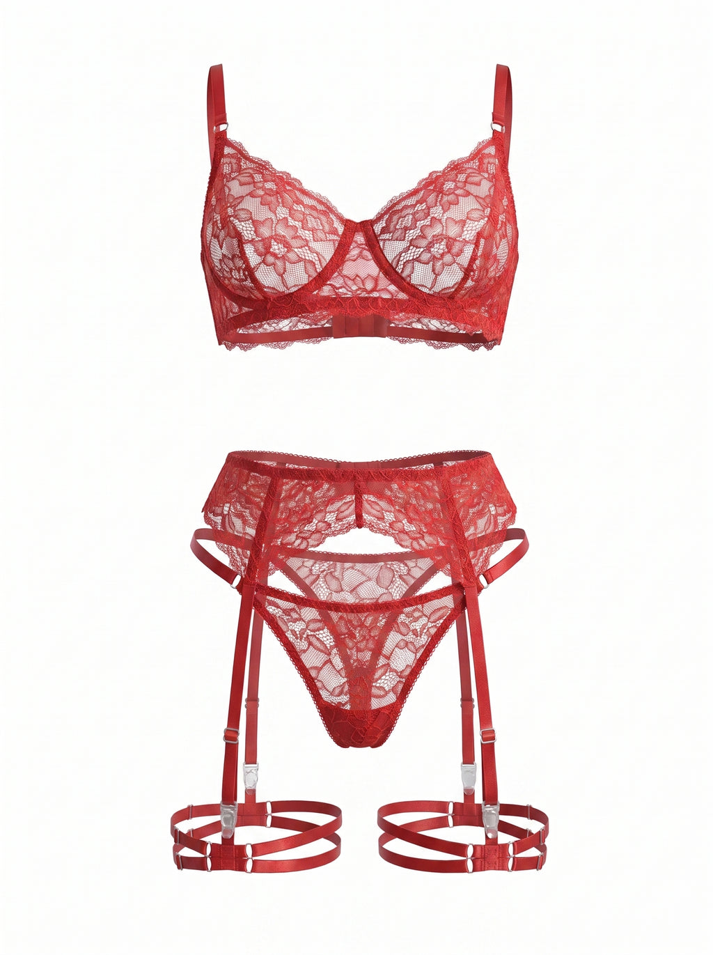 Lace Garter Belt Kate - Red