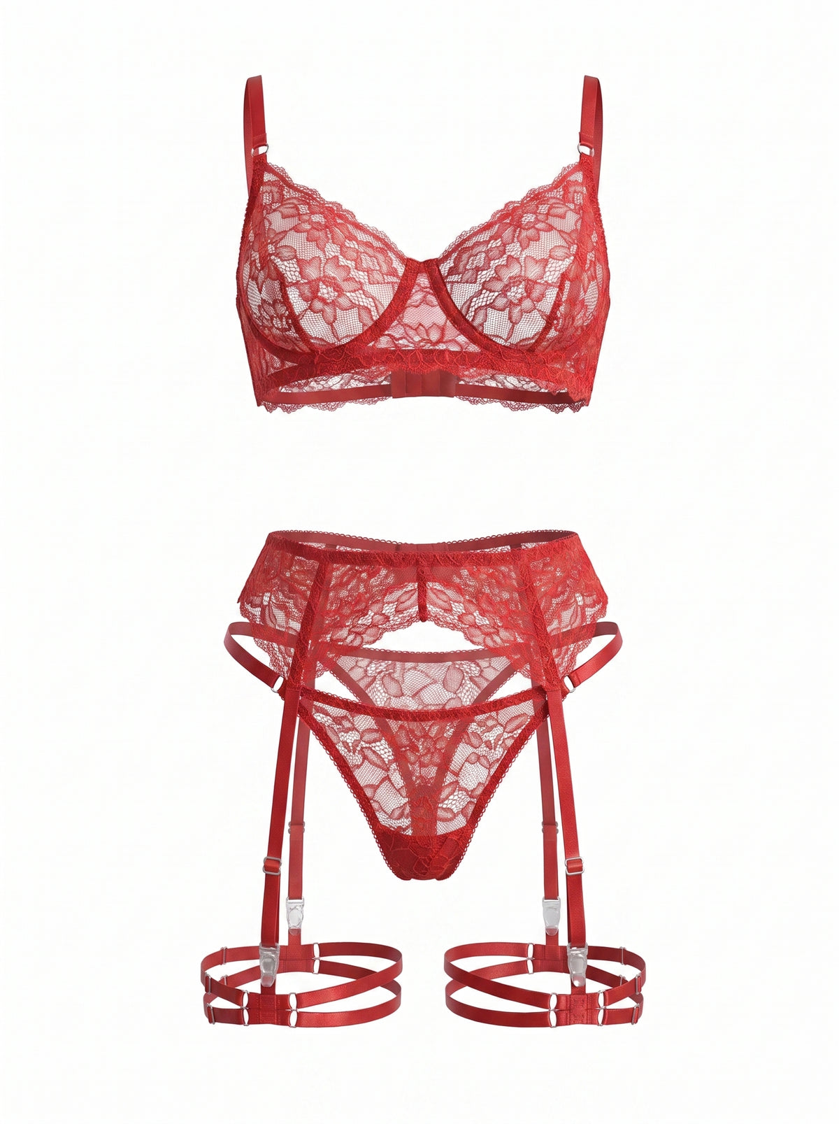 Lace Garter Belt Kate - Red