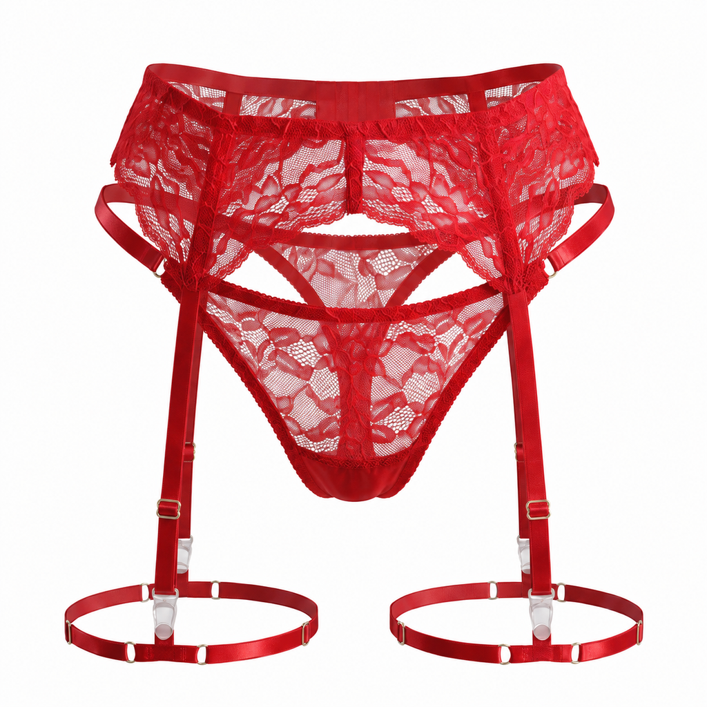 Lace Garter Belt Kate - Red