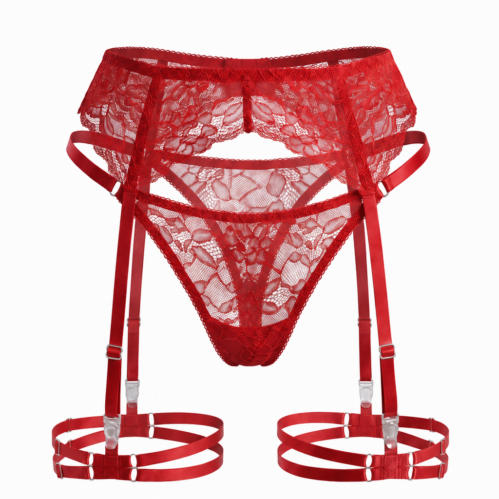 Lace Garter Belt Kate - Red
