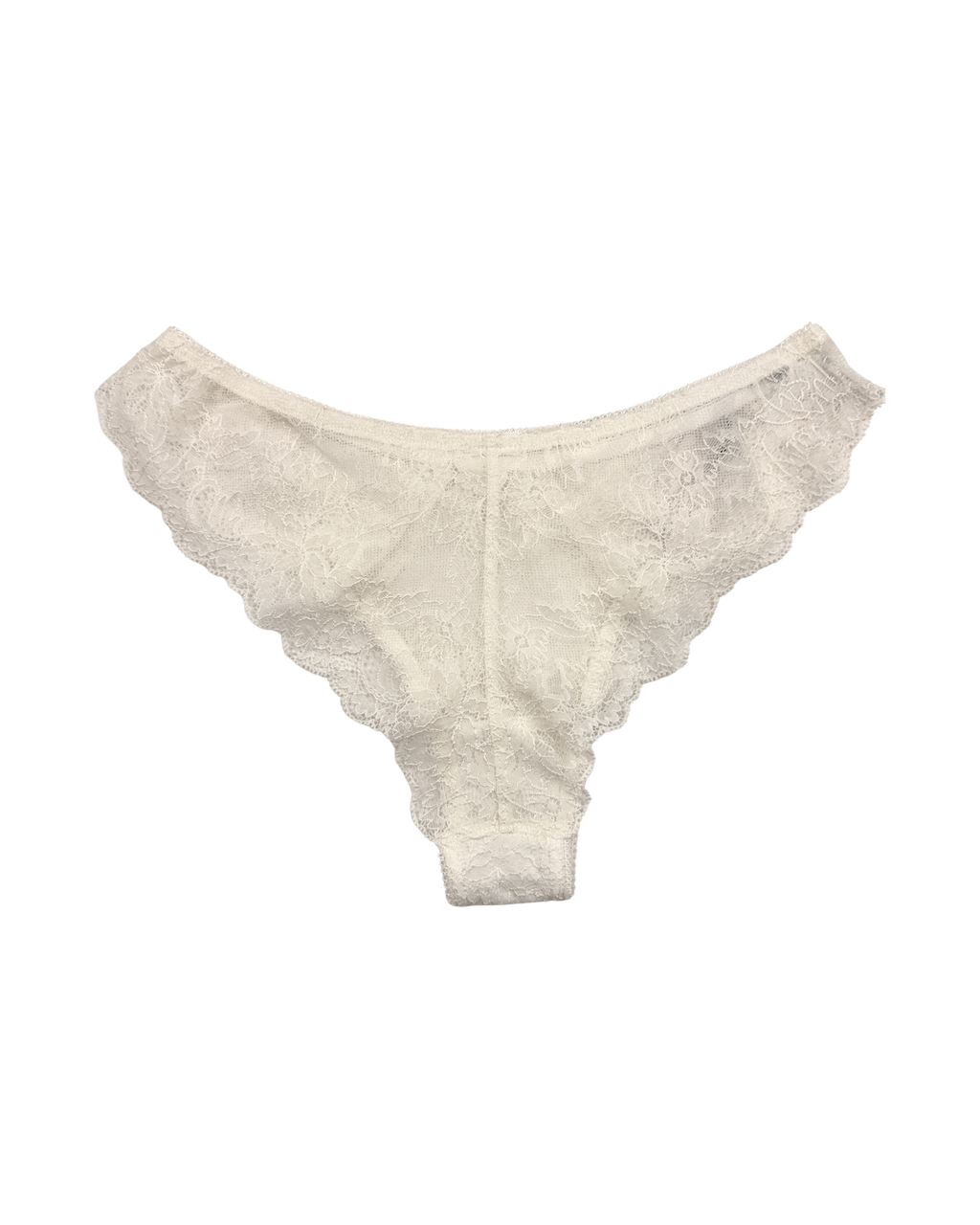 Mid-Rise Lace Brazilian Panties – White