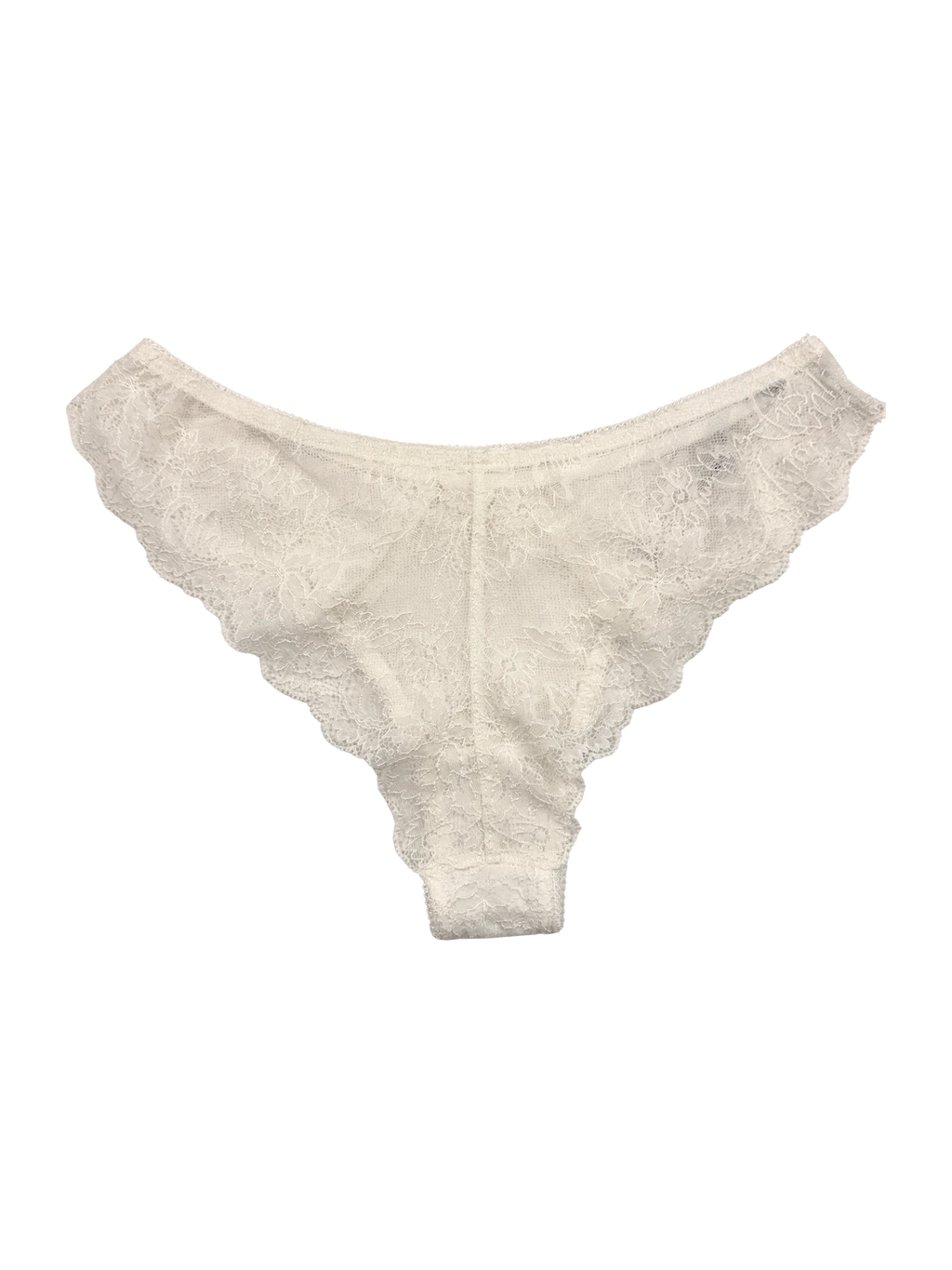 Mid-Rise Lace Brazilian Panties – White