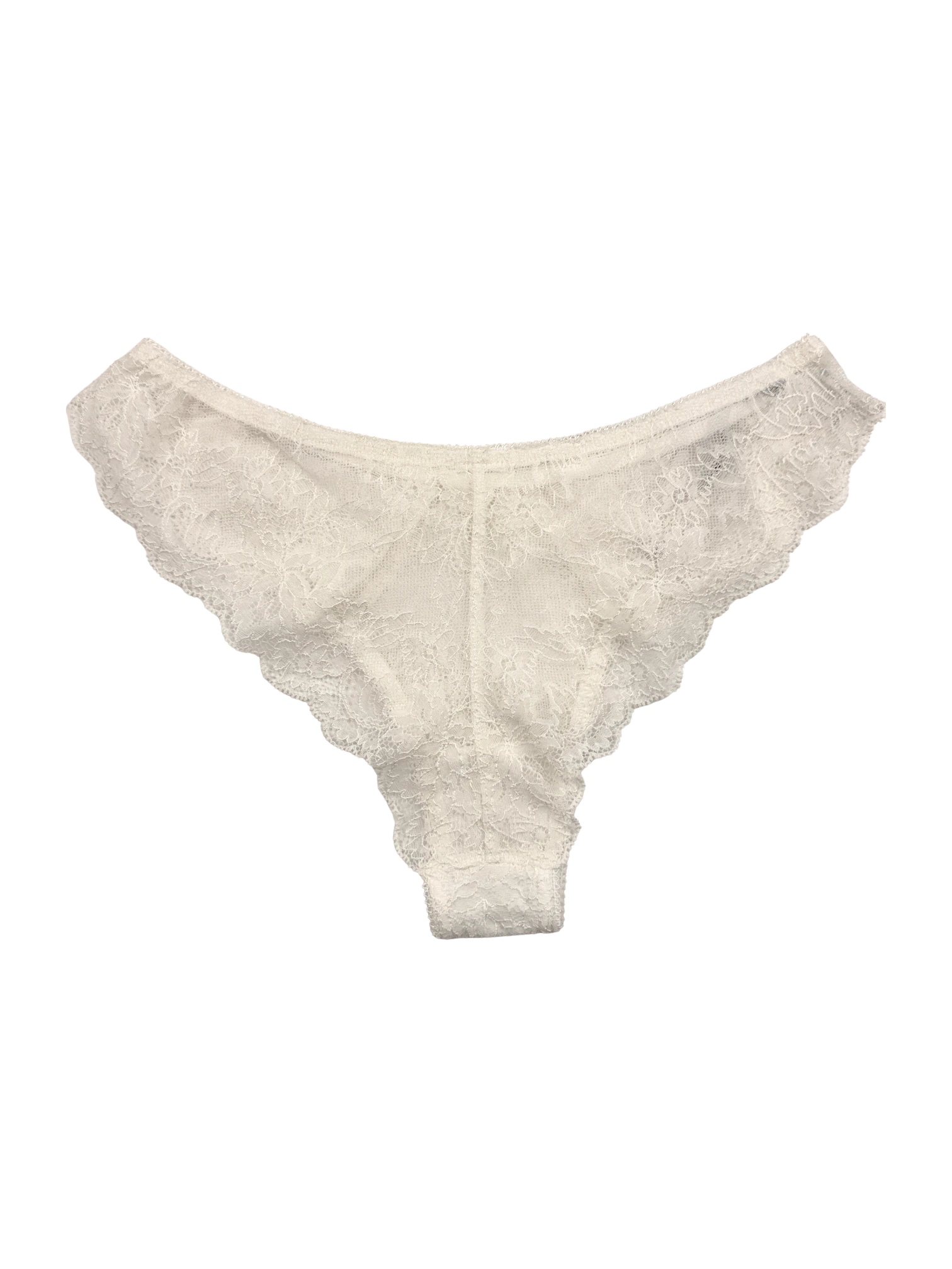 Mid-Rise Lace Brazilian Panties – White