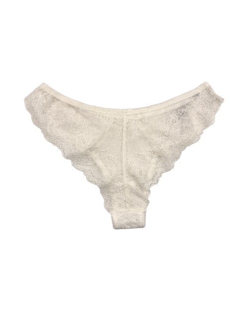Mid-Rise Lace Brazilian Panties – White