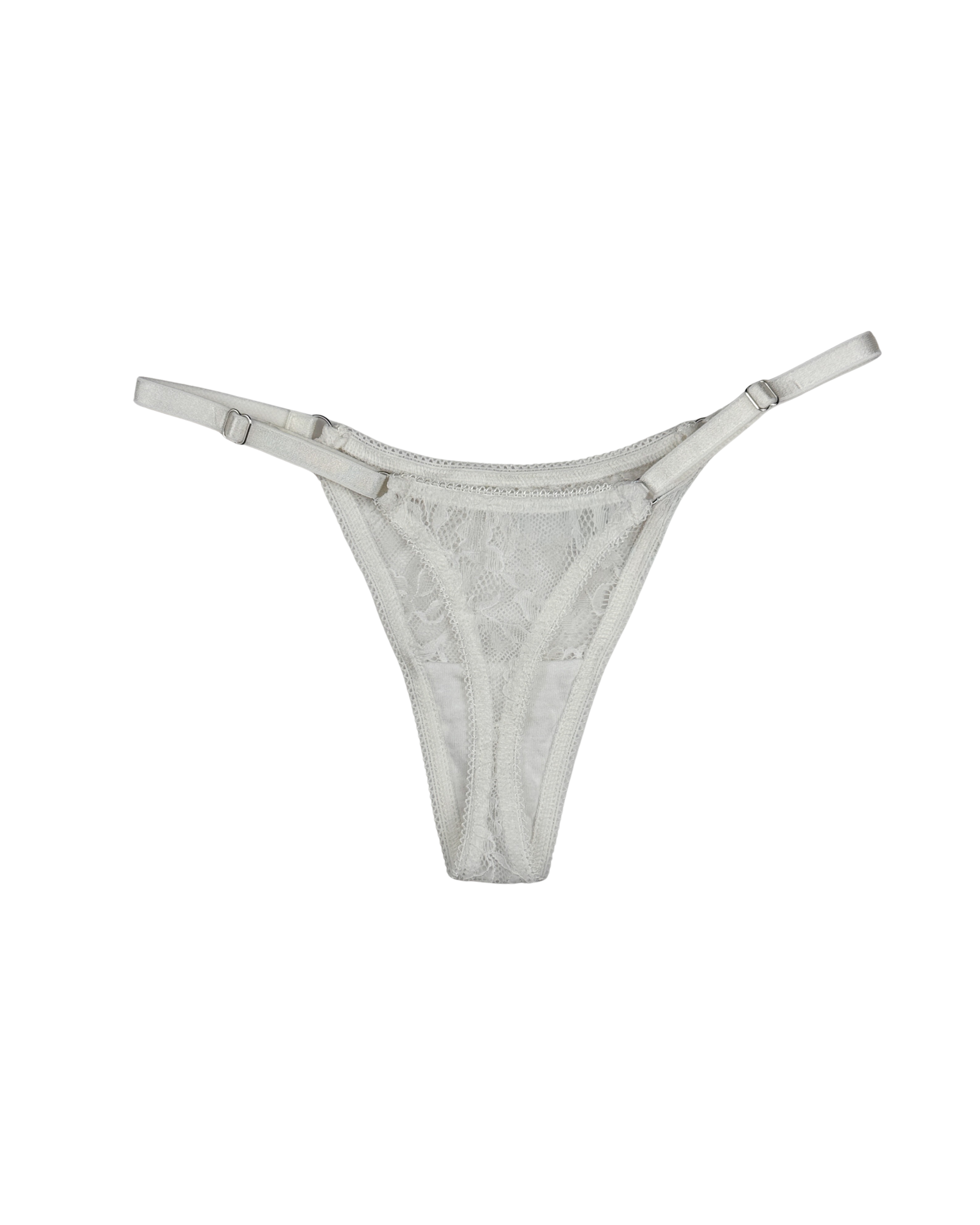 Lace Thong with Adjustable Straps – Milk
