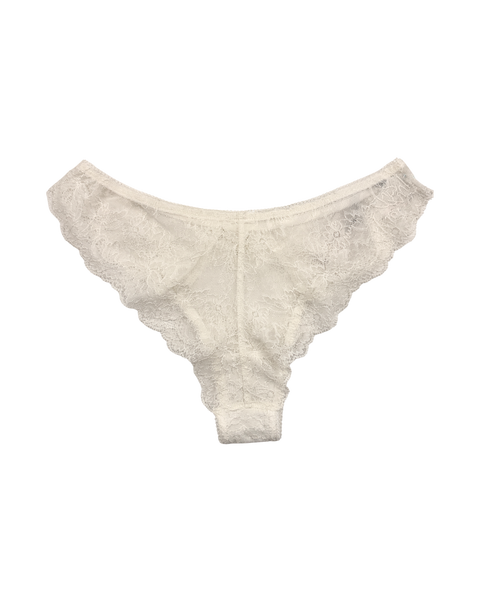 Mid-Rise Lace Brazilian Panties – White