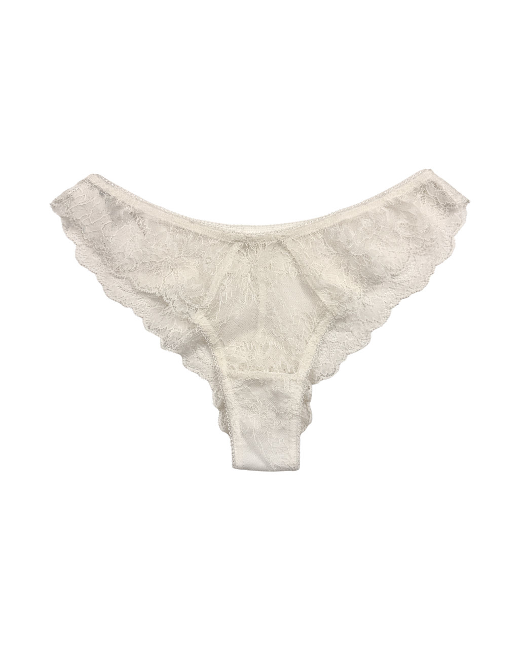 Mid-Rise Lace Brazilian Panties – White