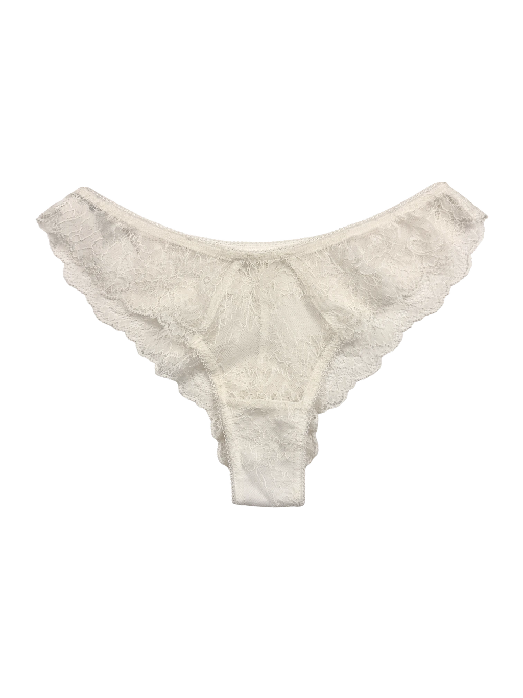 Mid-Rise Lace Brazilian Panties – White