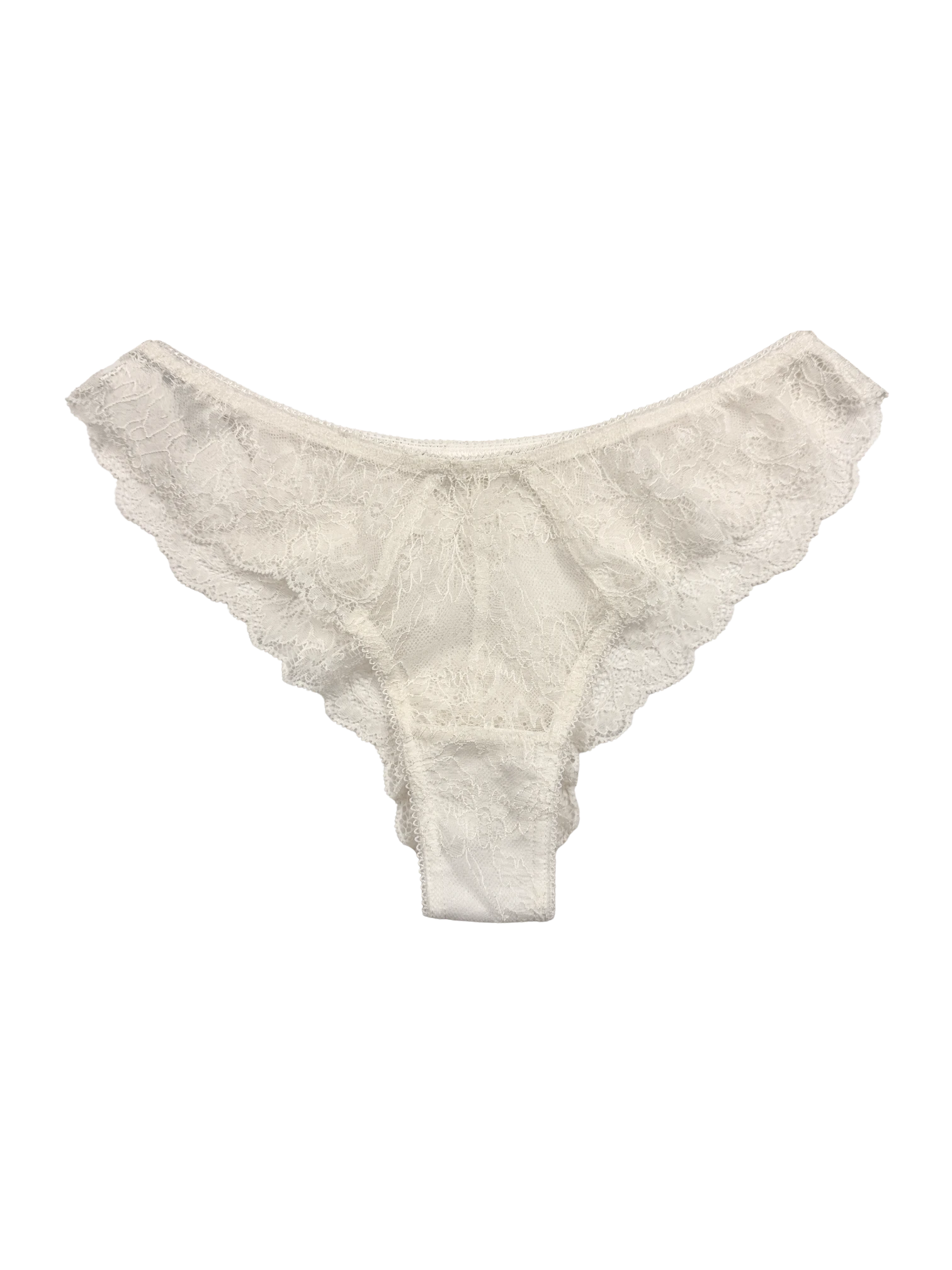 Mid-Rise Lace Brazilian Panties – White