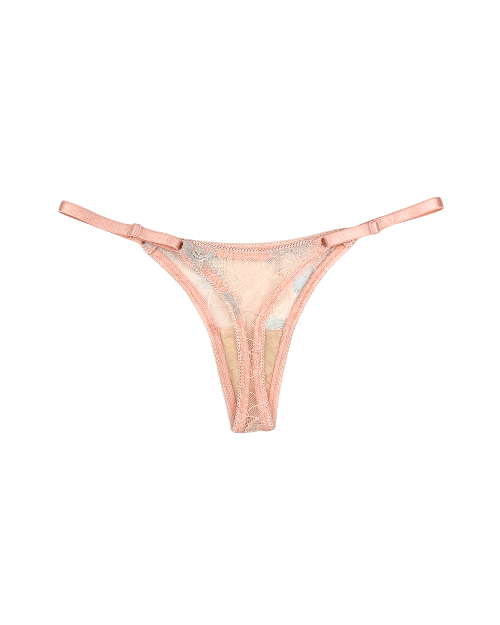 Lace Thong with Adjustable Straps – Pink